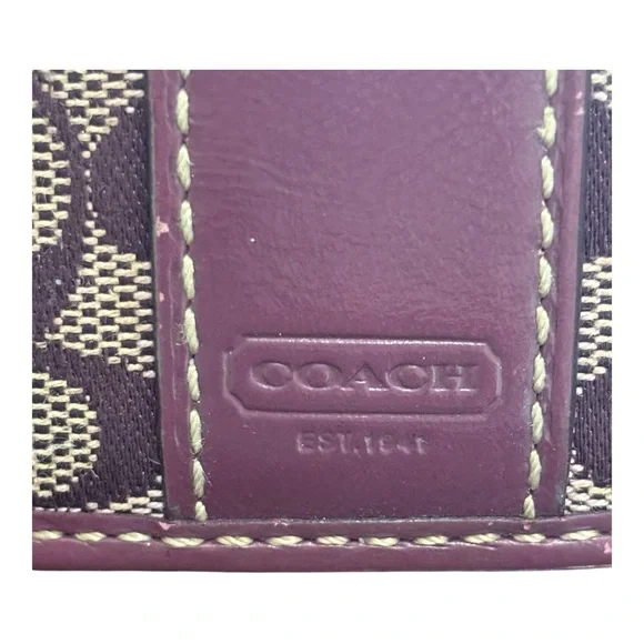 Coach Purple Signature ID Card Case / Small Wallet - Picture 2 of 4